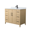 Custom image for White Oak with Matte Black Trim / White Carrara Marble / No Mirror