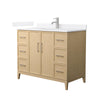 Custom image for White Oak with Brushed Nickel Trim / White Quartz / No Mirror