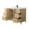 Custom image for White Oak with Matte Black Trim / White Carrara Marble / No Mirror