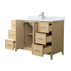 Custom image for White Oak with Brushed Nickel Trim / White Carrara Marble / No Mirror