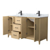 Custom image for White Oak with Matte Black Trim / White Carrara Marble / No Mirror