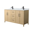 Custom image for White Oak with Matte Black Trim / White Carrara Marble / No Mirror