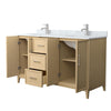 Custom image for White Oak with Brushed Nickel Trim / White Carrara Marble / No Mirror