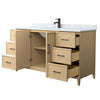 Custom image for White Oak with Matte Black Trim / White Carrara Marble / No Mirror