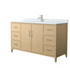 Custom image for White Oak with Brushed Nickel Trim / White Carrara Marble / No Mirror