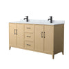 Custom image for White Oak with Matte Black Trim / White Carrara Marble / No Mirror