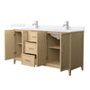 Custom image for White Oak with Brushed Nickel Trim / White Quartz / No Mirror