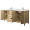 Custom image for White Oak with Brushed Nickel Trim / White Carrara Marble / No Mirror