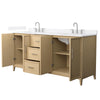 Custom image for White Oak with Brushed Nickel Trim / White Quartz / No Mirror