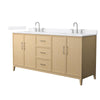 Custom image for White Oak with Brushed Nickel Trim / White Quartz / No Mirror