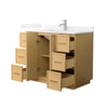 Custom image for Light Oak with Brushed Nickel Trim / White Quartz / No Mirror