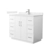 Custom image for White with Brushed Nickel Trim / Carrara Cultured Marble / No Mirror