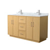 Custom image for Light Oak with Brushed Nickel Trim / White Carrara Marble / No Mirror