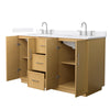 Custom image for Light Oak with Brushed Nickel Trim / White Quartz / No Mirror