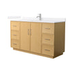 Custom image for Light Oak with Brushed Nickel Trim / White Quartz / No Mirror