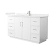 Custom image for White with Brushed Nickel Trim / Carrara Cultured Marble / No Mirror