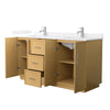 Custom image for Light Oak with Brushed Nickel Trim / White Quartz / No Mirror