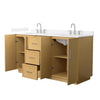 Custom image for Light Oak with Brushed Nickel Trim / White Quartz / No Mirror