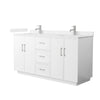 Custom image for White with Brushed Nickel Trim / Carrara Cultured Marble / No Mirror