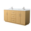 Custom image for Light Oak with Brushed Nickel Trim / White Carrara Marble / No Mirror