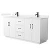 Custom image for White with Matte Black Trim / Carrara Cultured Marble / No Mirror