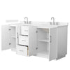 Custom image for White with Brushed Nickel Trim / Carrara Cultured Marble / No Mirror