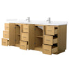 Custom image for Light Oak with Brushed Nickel Trim / White Quartz / No Mirror