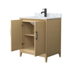 Custom image for White Oak with Matte Black Trim / White Carrara Marble / No Mirror