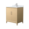 Custom image for White Oak with Brushed Nickel Trim / White Carrara Marble / No Mirror