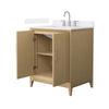 Custom image for White Oak with Brushed Nickel Trim / White Quartz / No Mirror