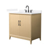 Custom image for White Oak with Matte Black Trim / White Quartz / No Mirror