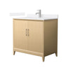 Custom image for White Oak with Brushed Nickel Trim / White Quartz / No Mirror