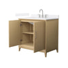 Custom image for White Oak with Brushed Nickel Trim / White Quartz / No Mirror