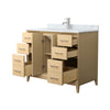 Custom image for White Oak with Brushed Nickel Trim / White Carrara Marble / No Mirror