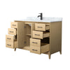 Custom image for White Oak with Matte Black Trim / White Carrara Marble / No Mirror