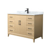 Custom image for White Oak with Matte Black Trim / White Carrara Marble / No Mirror