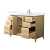 Custom image for White Oak with Brushed Nickel Trim / White Quartz / No Mirror