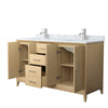 Custom image for White Oak with Brushed Nickel Trim / White Carrara Marble / No Mirror