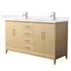 Custom image for White Oak with Brushed Nickel Trim / White Quartz / No Mirror