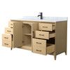 Custom image for White Oak with Matte Black Trim / White Carrara Marble / No Mirror