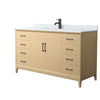 Custom image for White Oak with Matte Black Trim / White Carrara Marble / No Mirror