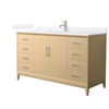 Custom image for White Oak with Brushed Nickel Trim / White Quartz / No Mirror
