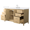Custom image for White Oak with Brushed Nickel Trim / White Quartz / No Mirror