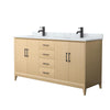 Custom image for White Oak with Matte Black Trim / White Carrara Marble / No Mirror
