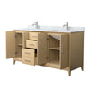 Custom image for White Oak with Brushed Nickel Trim / White Carrara Marble / No Mirror