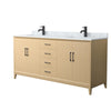 Custom image for White Oak with Matte Black Trim / White Carrara Marble / No Mirror