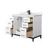 Custom image for White with Matte Black Trim / White Carrara Marble / No Mirror