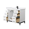 Custom image for White with Matte Black Trim / White Cultured Marble / No Mirror