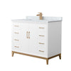 Custom image for White with Satin Bronze Trim / White Carrara Marble / No Mirror