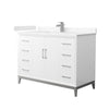 Custom image for White with Brushed Nickel Trim / Carrara Cultured Marble / No Mirror